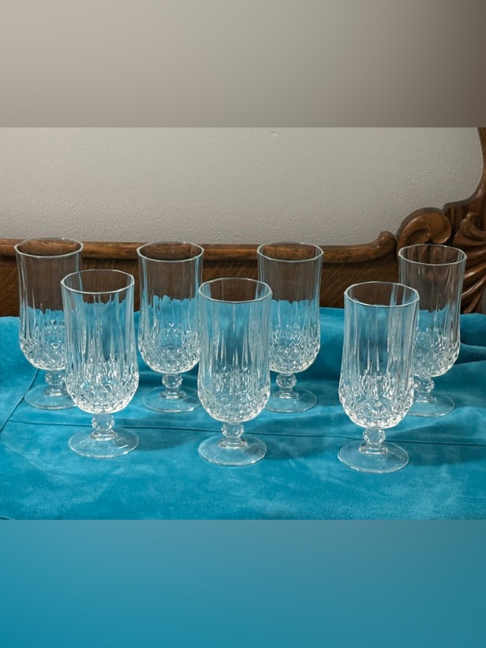 7 Elegant Longchamp Crystal D’ Arques 12 oz. Iced Tea Footed Glasses